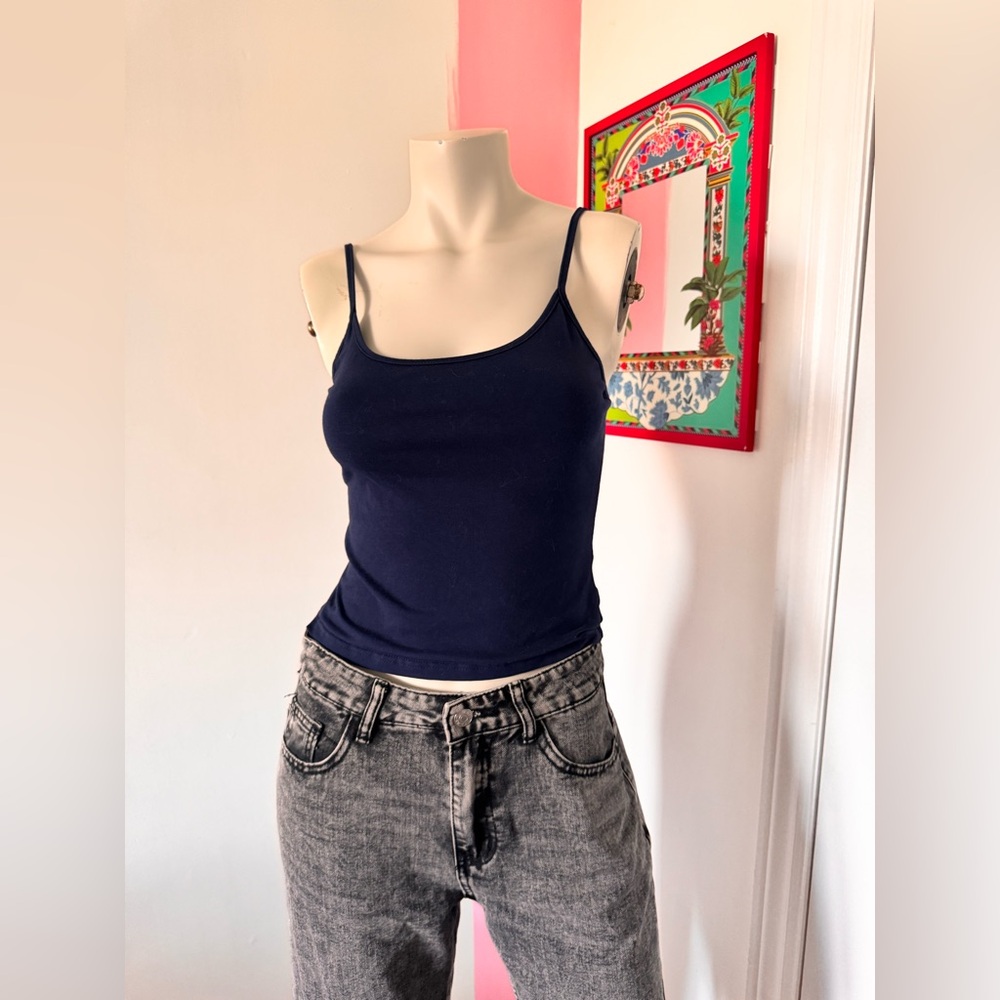 Navy Blue Spaghetti Strap Tank Top